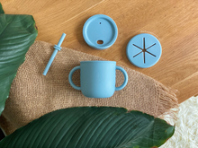 Load image into Gallery viewer, Sippy Snacker Cup with Lid and Straw - Baby Blue
