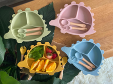 Load image into Gallery viewer, Steggy Dinosaur Plate &amp; Cutlery Set - Blush
