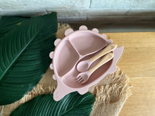 Load image into Gallery viewer, Steggy Dinosaur Plate &amp; Cutlery Set - Blush

