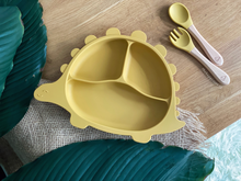 Load image into Gallery viewer, Steggy Dinosaur Plate &amp; Cutlery Set - Sage
