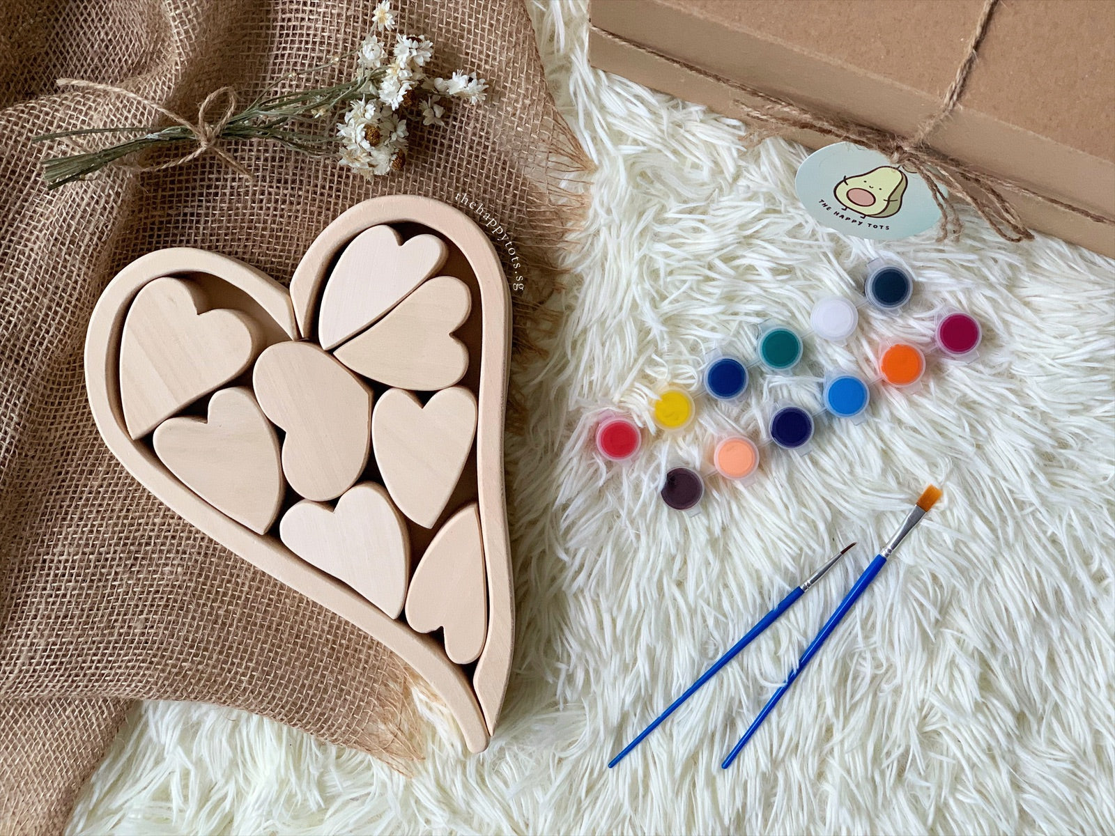 Wooden Heart Stackers Painting Set